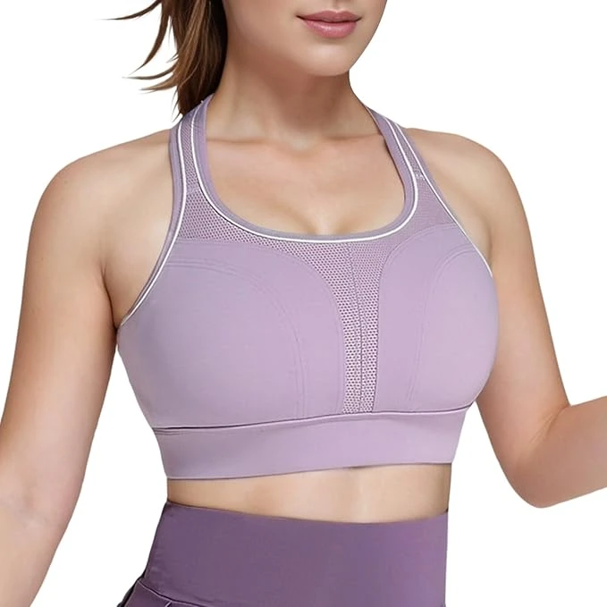 Women High Impact Sports Bra Racerback Molded Cup Supportive Workout Bra Adjusta