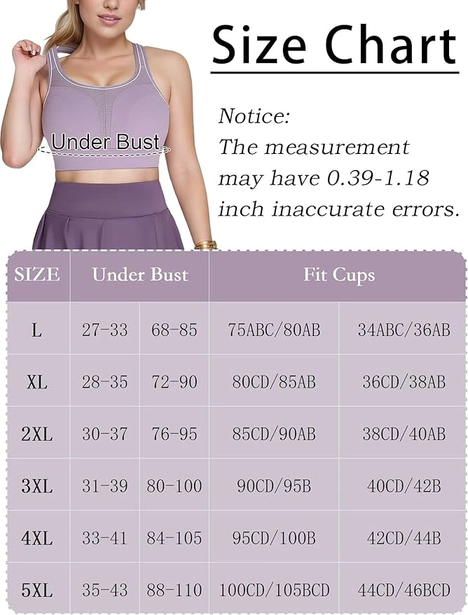 Women High Impact Sports Bra Racerback Molded Cup Supportive Workout Bra Adjusta