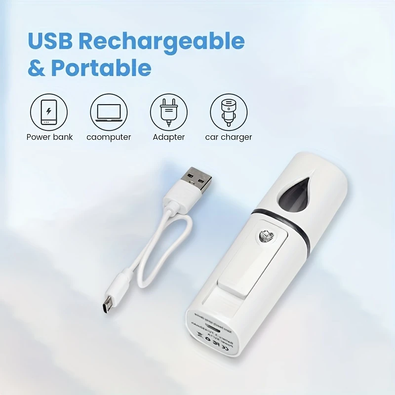 Portable Nano Mist Hydrator with Mirror USB Rechargeable Moisturizing Face Sp