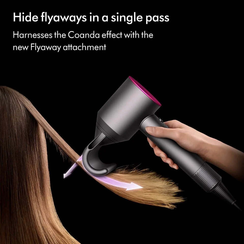 Dyson Supersonic Hair Dryer (Iron/Fuchsia) with New Flyaway Smoother Attachment