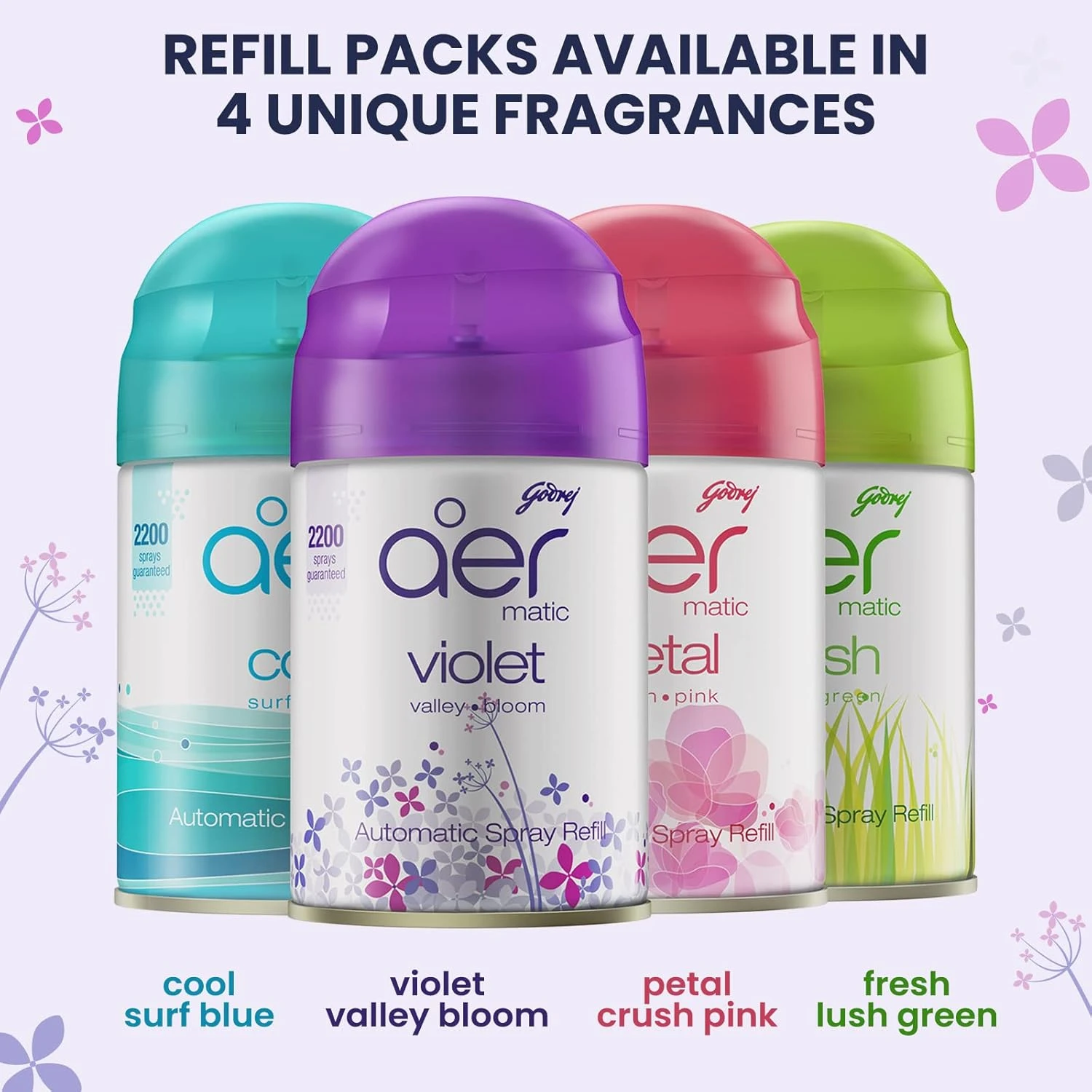 Godrej aer Matic, Automatic Air Freshener Refill Pack Violet Valley Bloom 225 ml