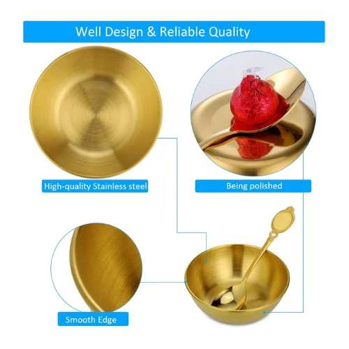 Dipping Bowls Set of 6, Stainless Steel Golden Dip Bowls, Serving Dishes Set, Ta