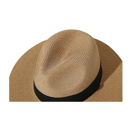Lanzom Women Wide Brim Straw Panama Roll up Hat Fedora Beach Sun Hat UPF50+