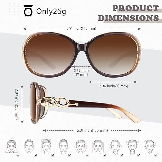 Polarized Sunglasses for Women Oversized Sun Glasses Fashion Shades SUNIER S85