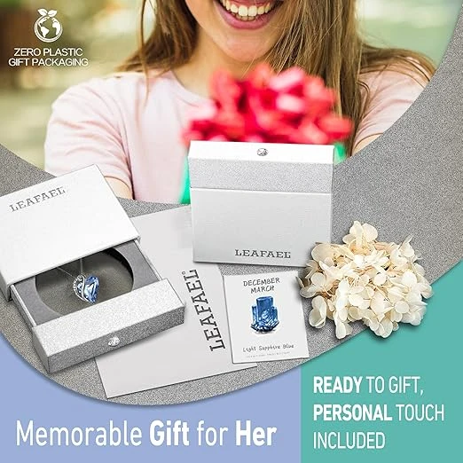 Leafael Infinity Love Heart Necklace, Birthstone Necklaces for Women with Healin