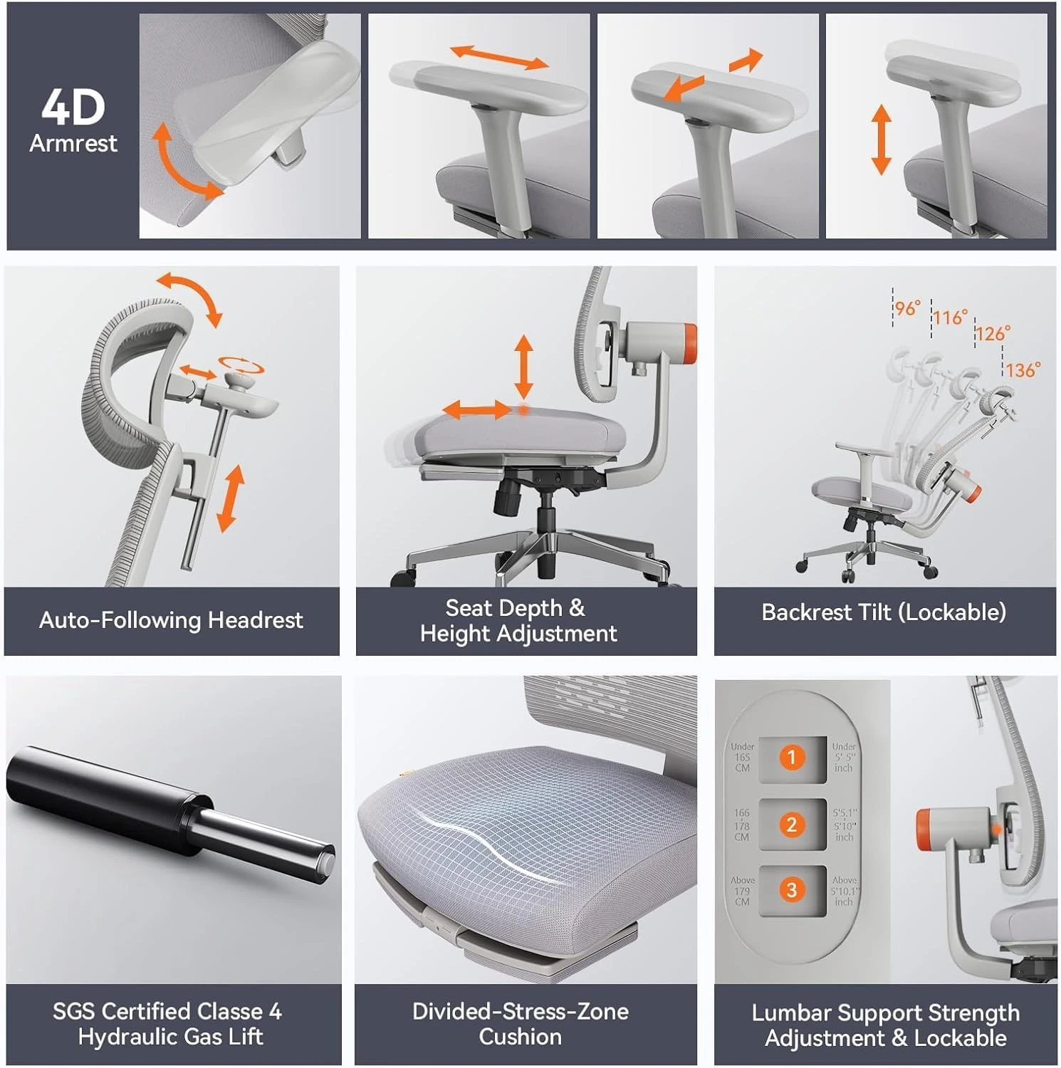 DROGO Ergonomic Office Chair for Work from Home, High Back Computer Chair with A