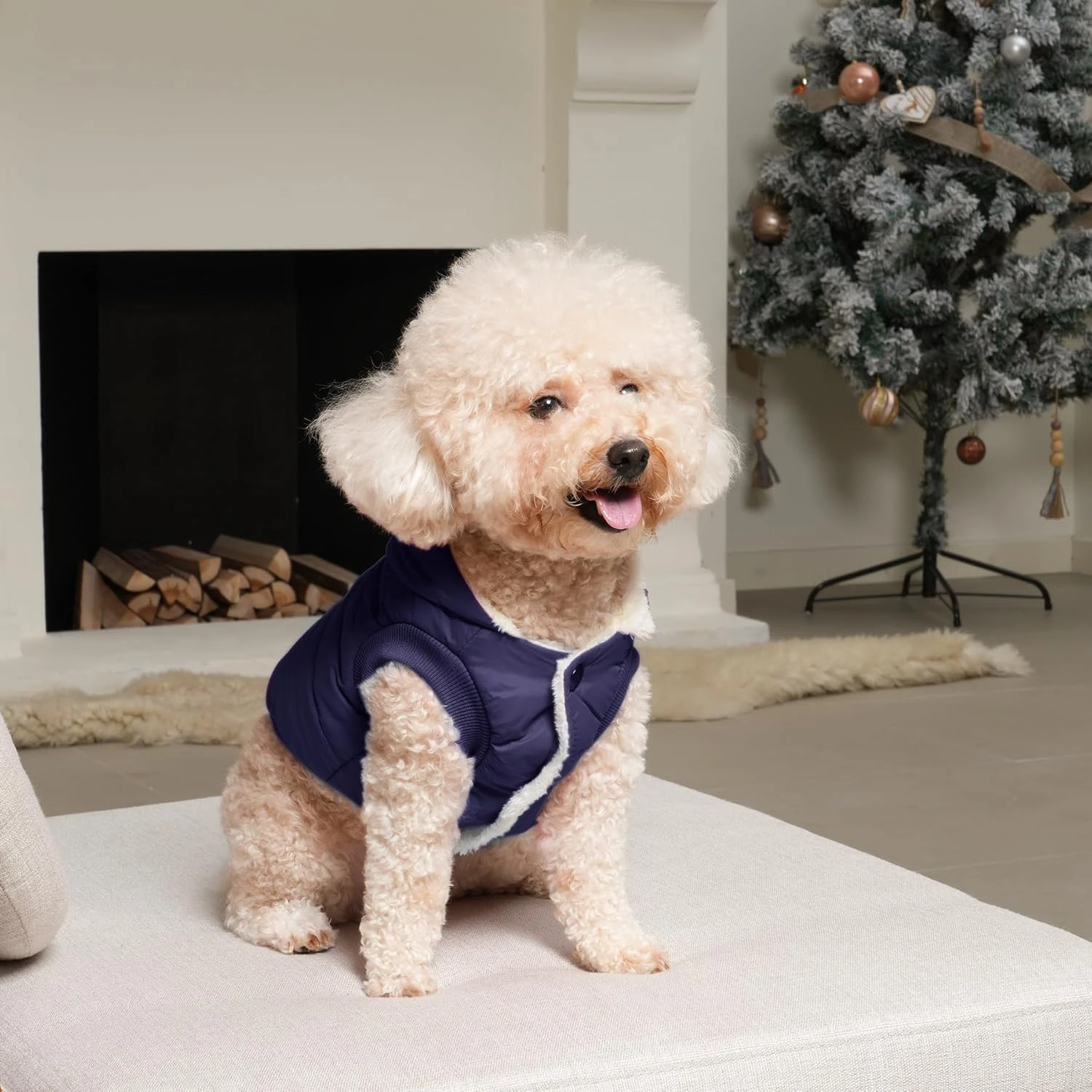 Vecomfy Fleece Lining Extra Warm Dog Hoodie in Winter for Medium Dogs Jacket Pet