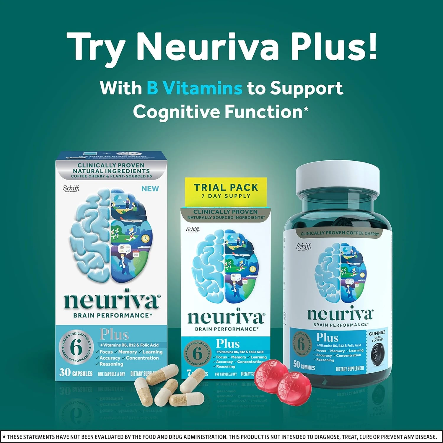 NEURIVA Brain Support Supplement - Original (7 count in a bottle), Helps Support
