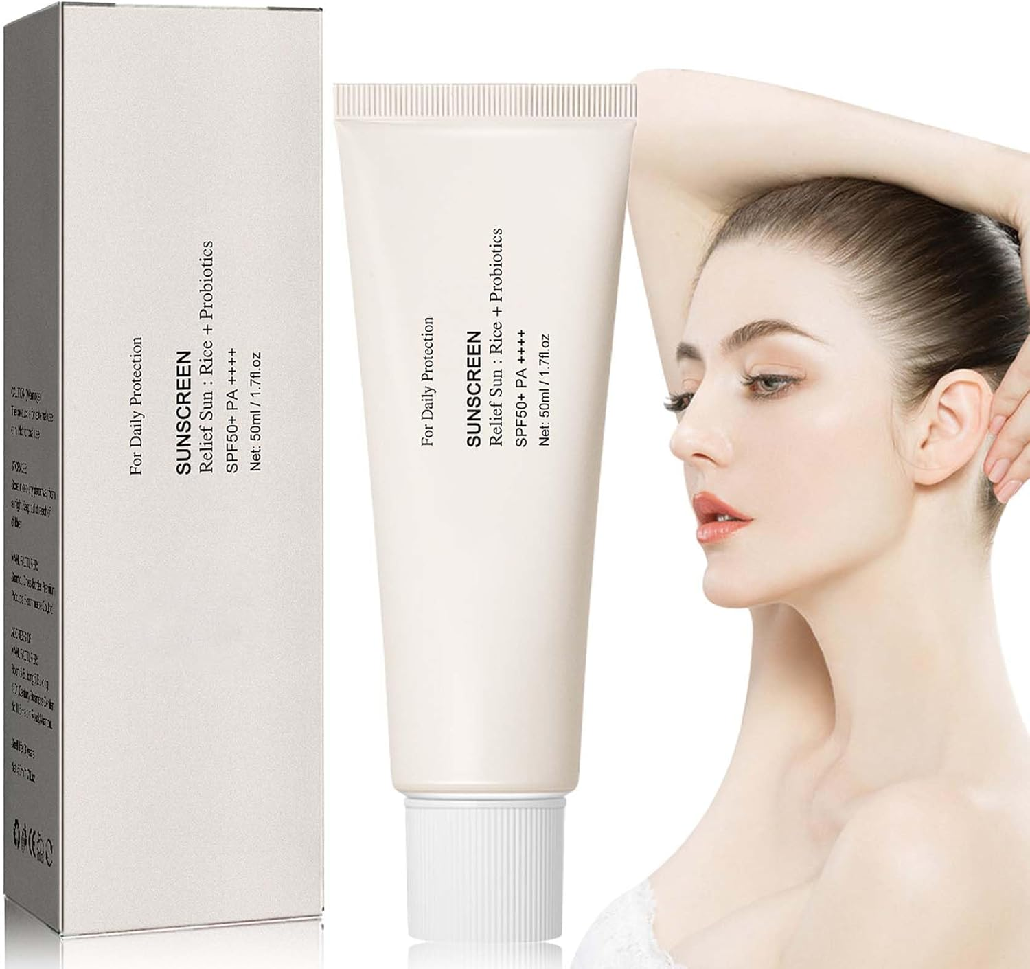 KASTWAVE Facial Sunscreen with Rice Serum, SPF50 PA+++ Daily Relief Sunscreen, D