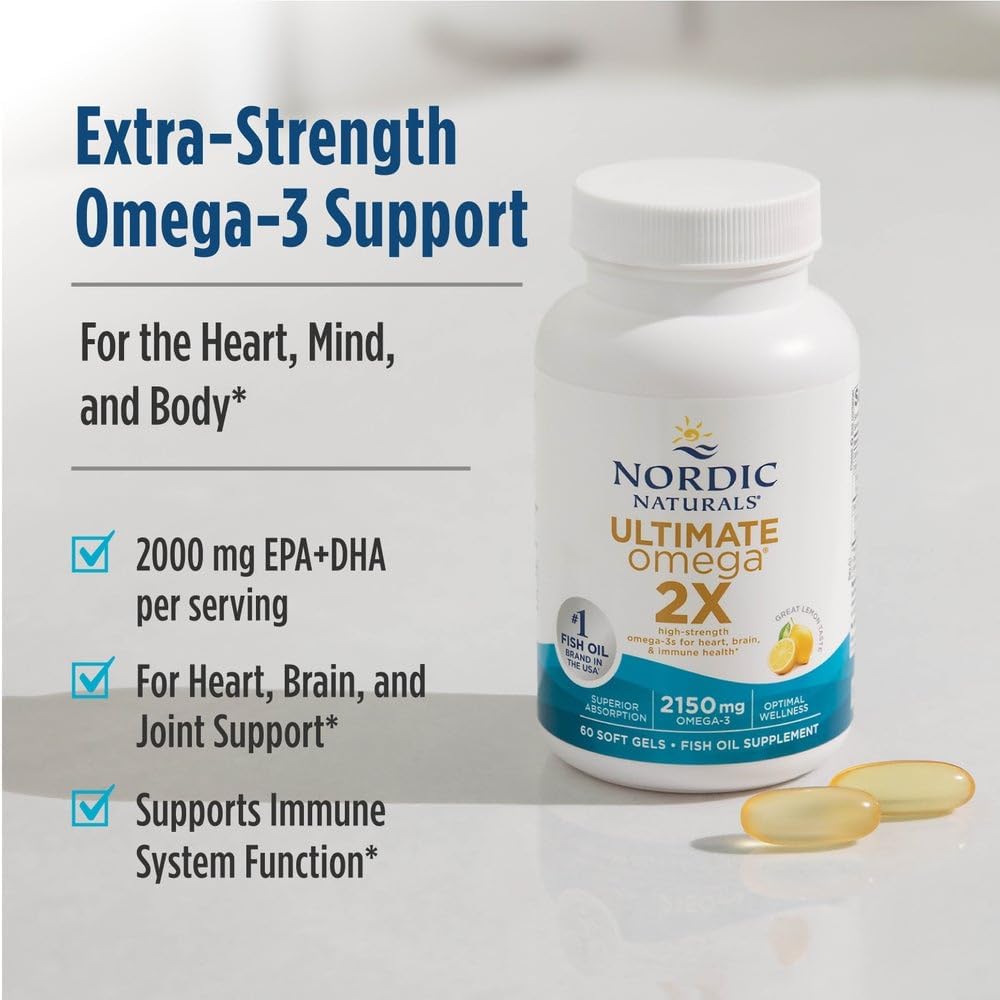 Nordic Naturals Ultimate Omega 2X Lemon – High-Potency 2150mg Omega-3 Fish Oil S