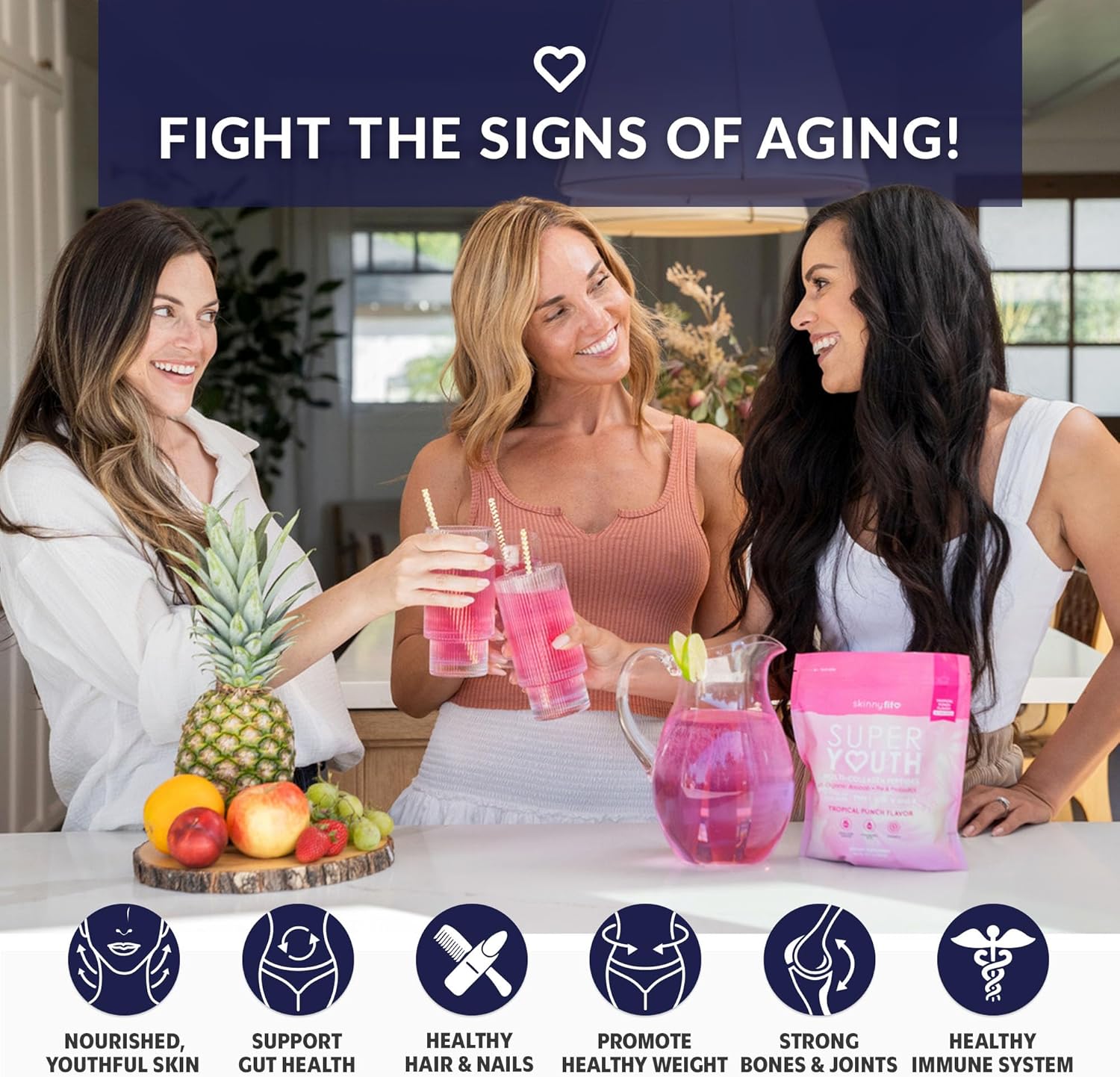 SkinnyFit Super Youth Collagen for Women – Multi Collagen Peptides Powder with P