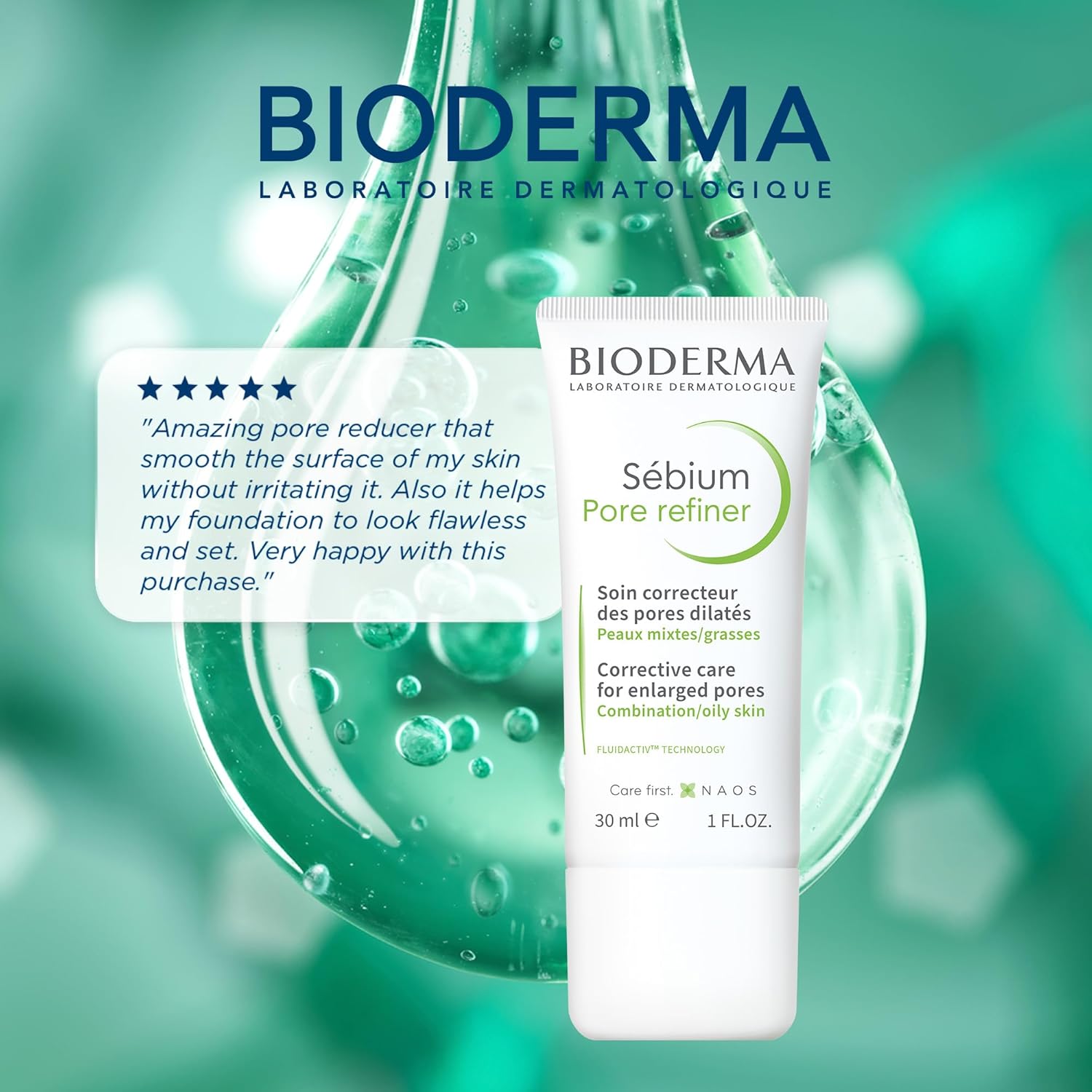 Bioderma Sébium Pore Refiner Cream – Pore Minimizer & Makeup Primer for Oily, Ac