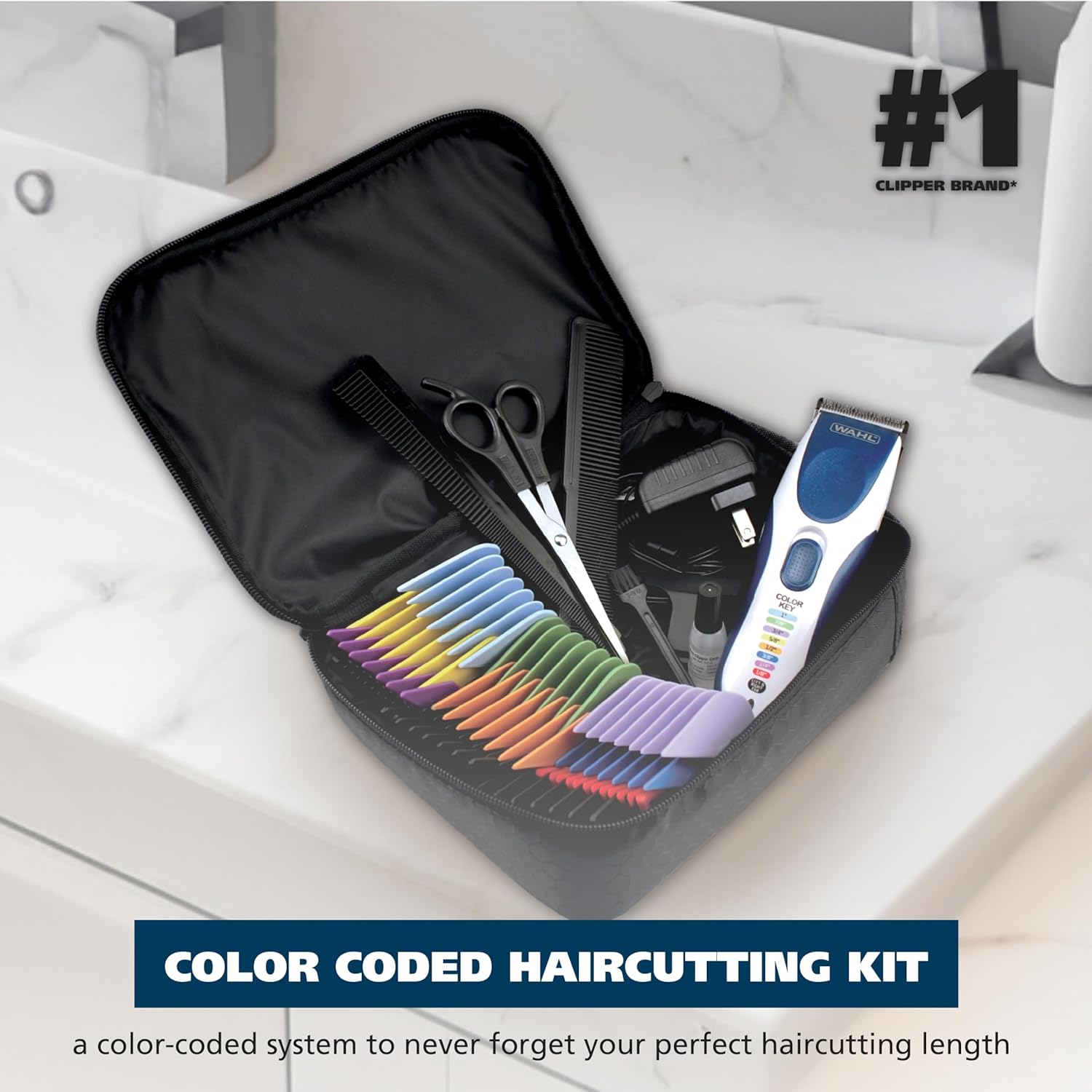 Wahl Color Pro Cordless Hair Clipper & Trimmer 9649P – Rechargeable, Color-Coded