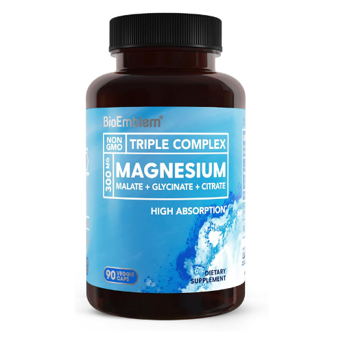 BioEmblem Triple Magnesium Complex – 300mg Glycinate, Malate & Citrate – High Ab