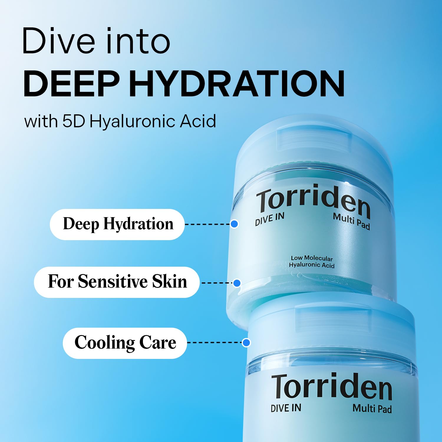 Torriden DIVE IN Multi Pad – Serum-Infused Hydrating Facial Pads with Hyaluronic