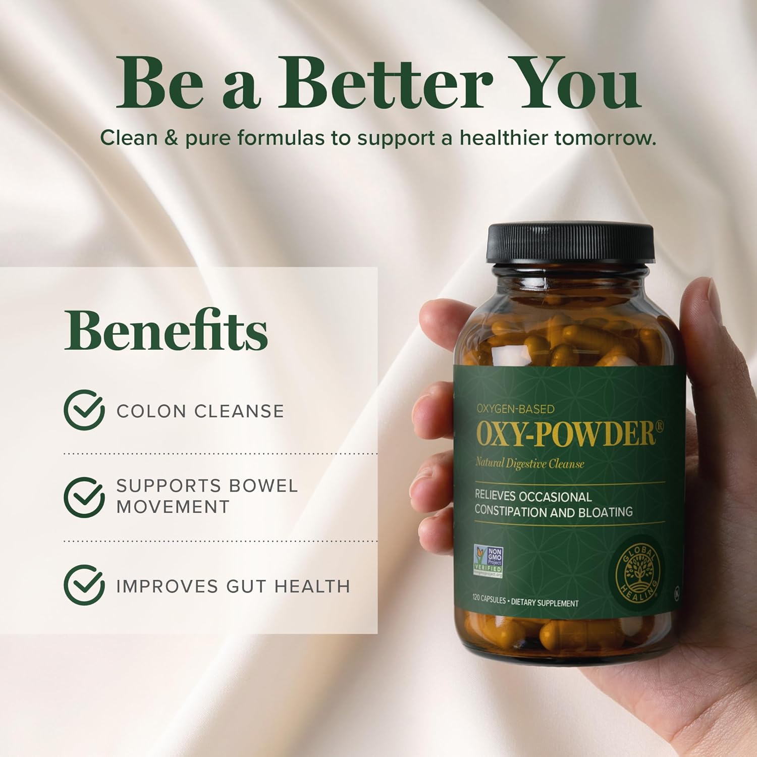 Global Healing Center Oxy-Powder – Oxygen-Based Colon Cleanser for Gentle Detox 