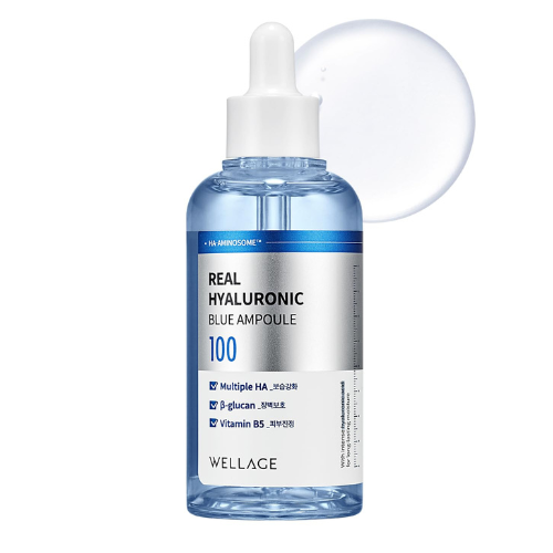 WELLAGE Real Hyaluronic Blue Ampoule 100 – Fragrance-Free Korean Hyaluronic Acid