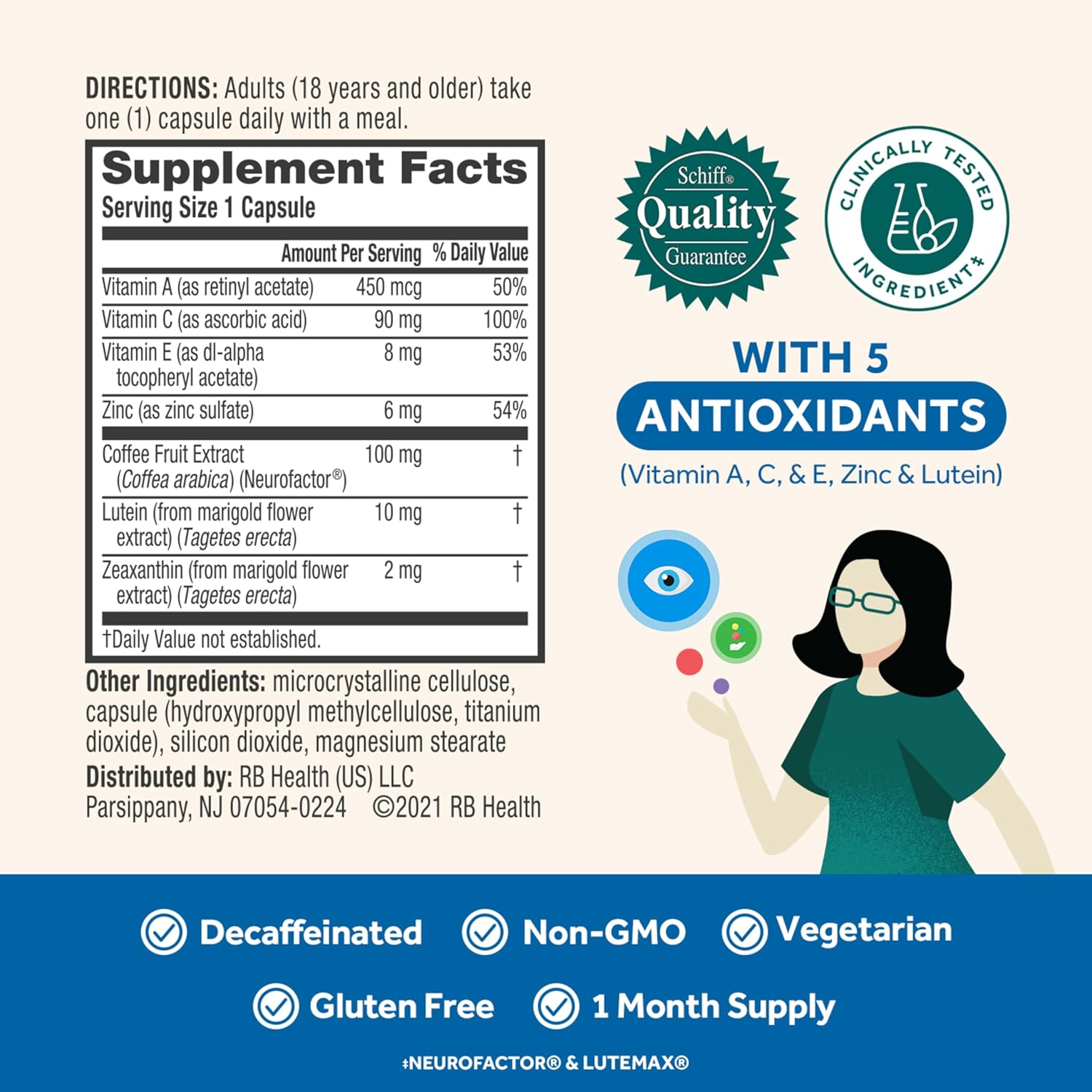 NEURIVA Brain + Eye Supplement – Memory, Focus & Concentration Support with Lute