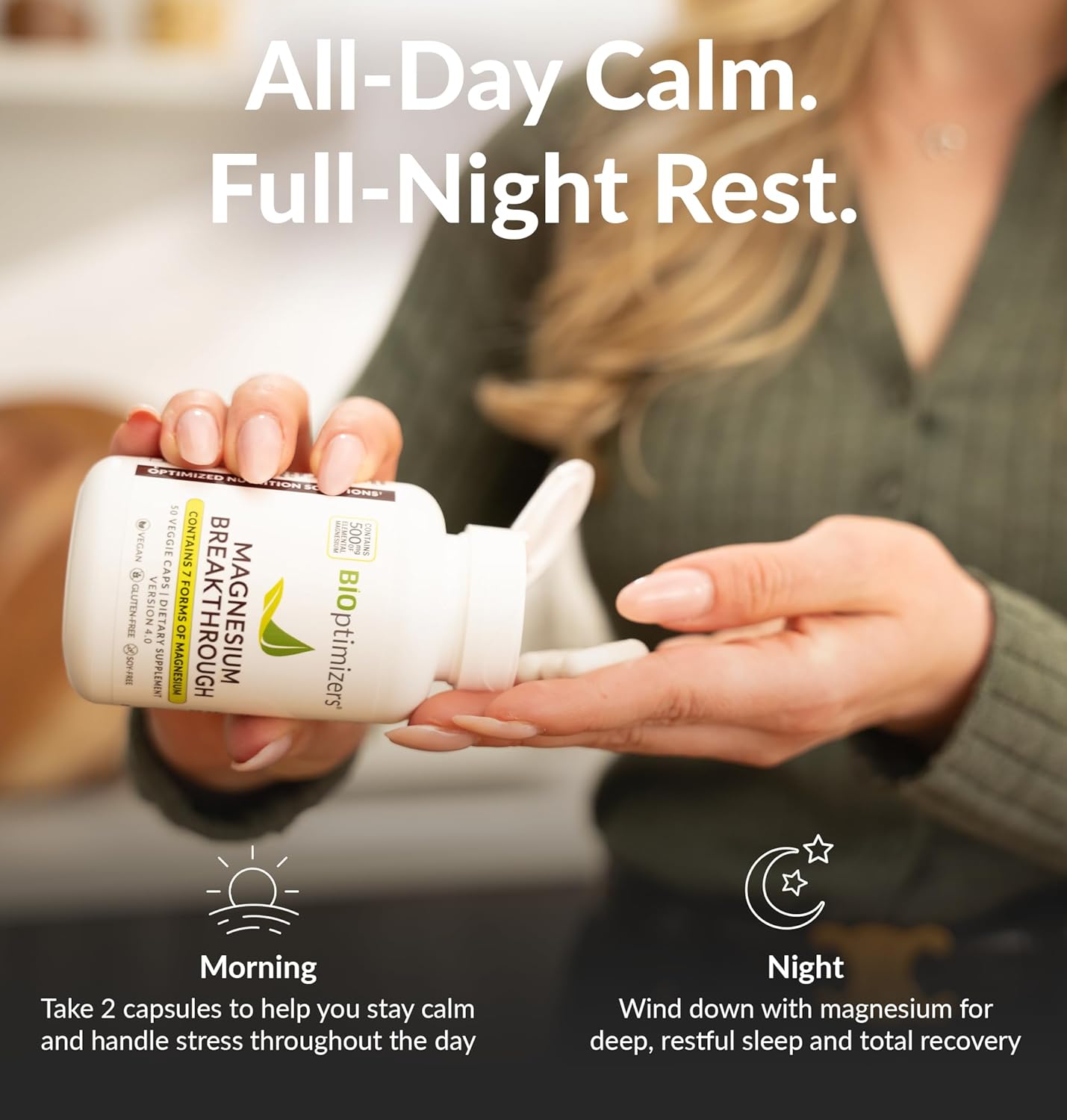 BIOptimizers Magnesium Breakthrough – 500mg Magnesium Supplement with 7 Forms In