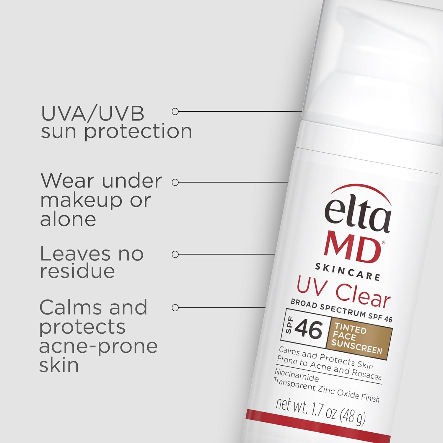 EltaMD UV Clear Tinted Face Sunscreen SPF 46 – Oil-Free Zinc Oxide, Dermatologis
