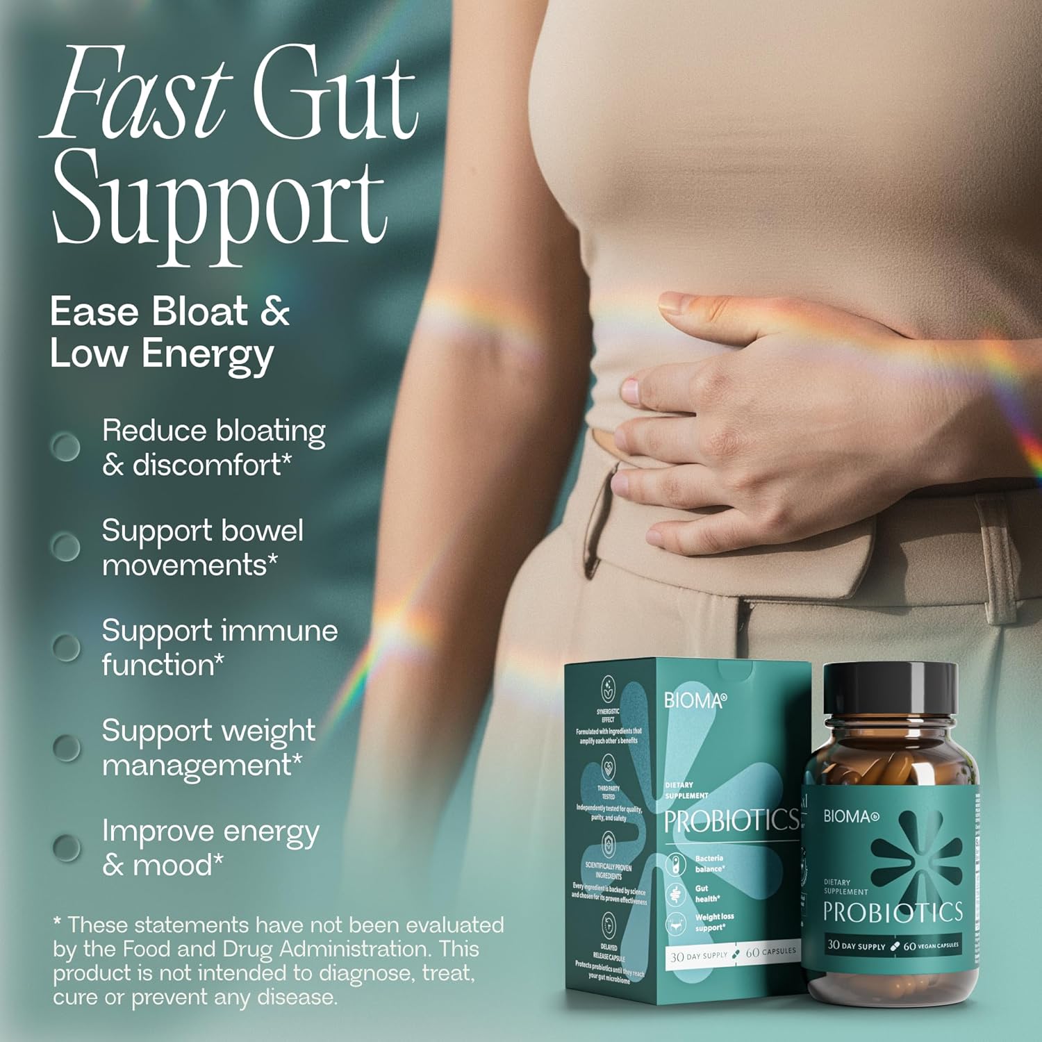 BIOMA Probiotics – Digestive Health & Gut Support Supplement for Men & Women wit