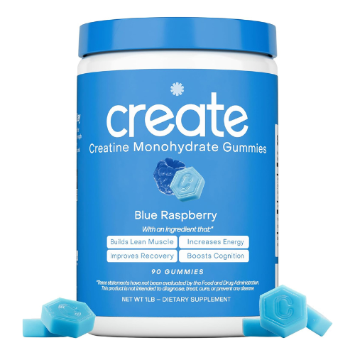 Create Creatine Monohydrate Gummies – Vegan Blue Raspberry Creatine for Men & Wo