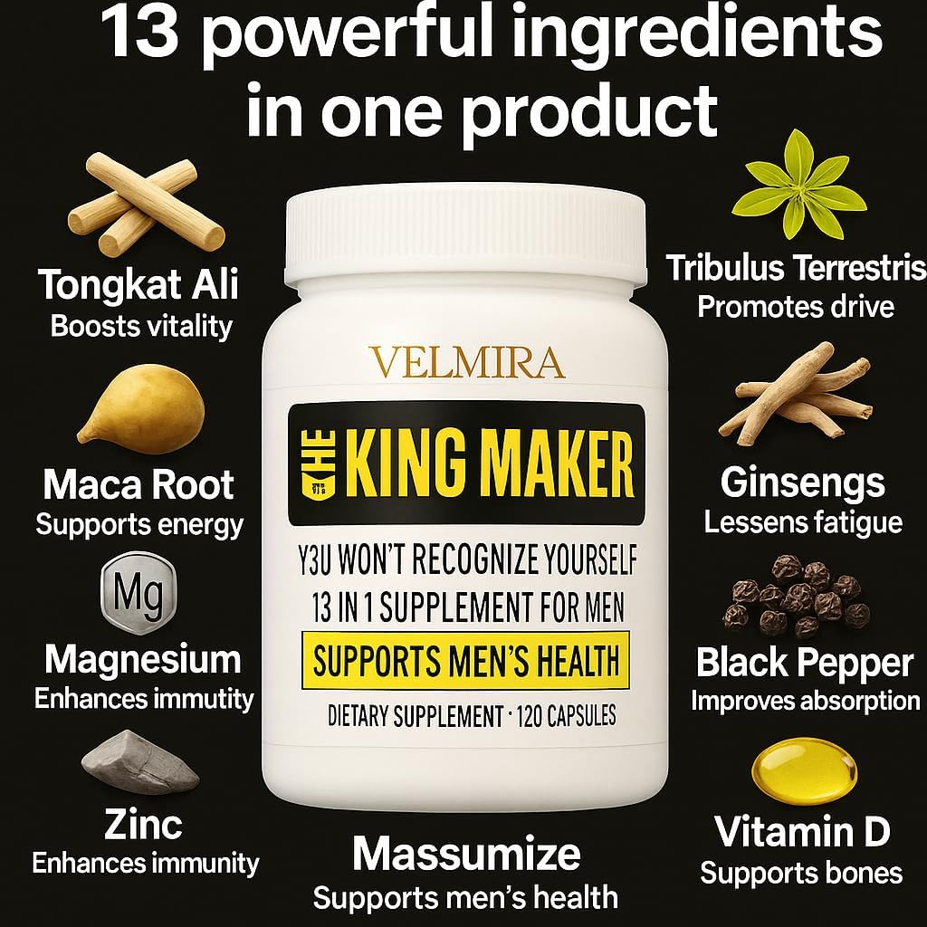 Velmira® King Maker 13-in-1 Supplement for Men & Women | Sugar-Free Energy Suppo