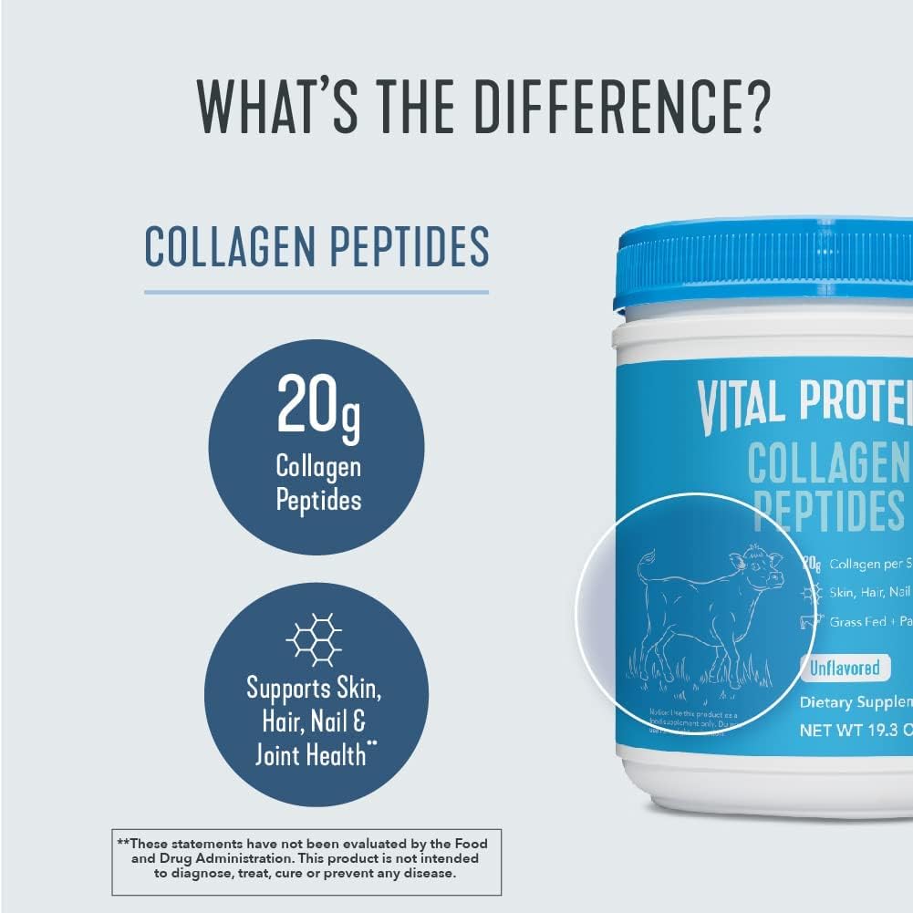 Vital Proteins Unflavored Collagen Peptides Powder – Supports Hair, Skin, Nails,