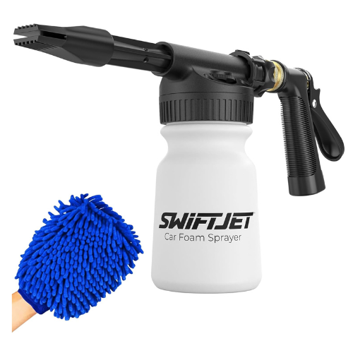 SwiftJet Car Wash Foam Gun + Microfiber Wash Mitt – Garden Hose Foam Sprayer Kit