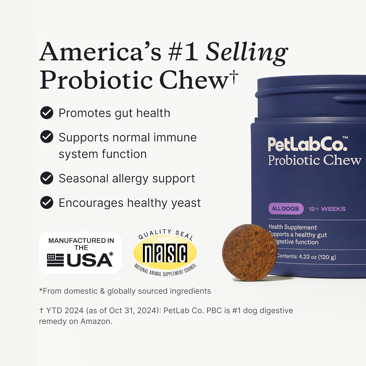 PetLab Co. Probiotics for Dogs – Digestive & Gut Health Support with Pork Flavor