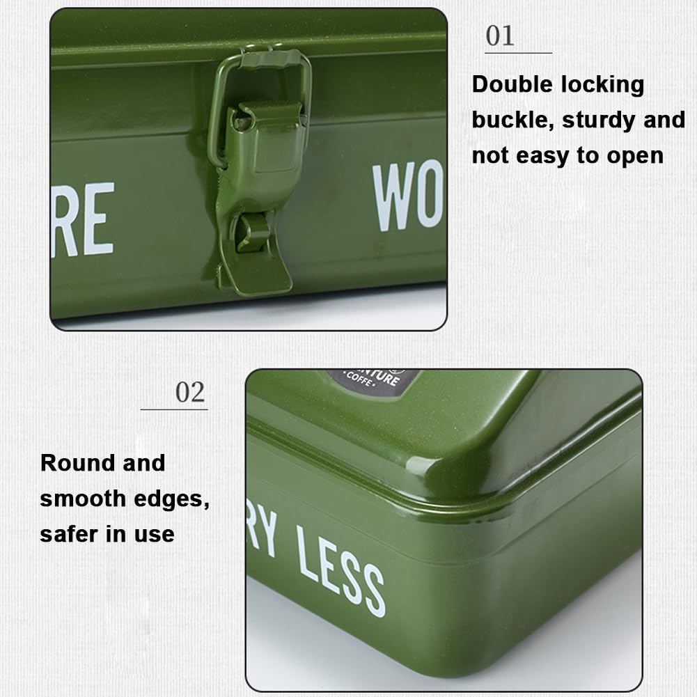Outdoor Tools Storage Box – Portable Metal Tool Box for Camping, Picnic & Worksh