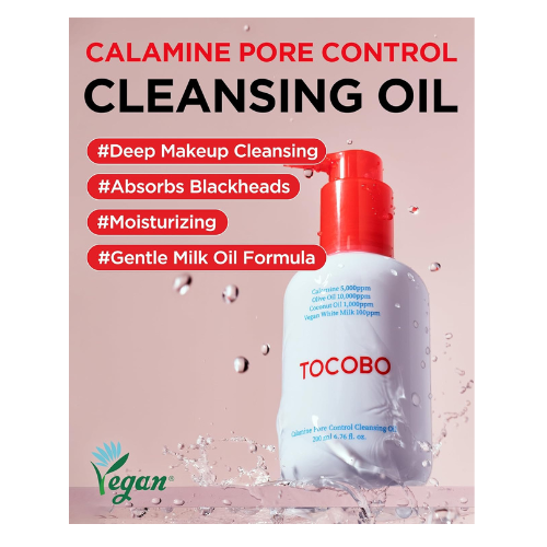 TOCOBO Calamine Pore Control Cleansing Oil 200ml – Deep Cleansing, Blackhead & M