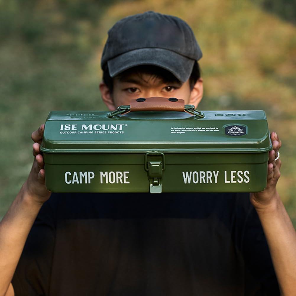 Outdoor Tools Storage Box – Portable Metal Tool Box for Camping, Picnic & Worksh