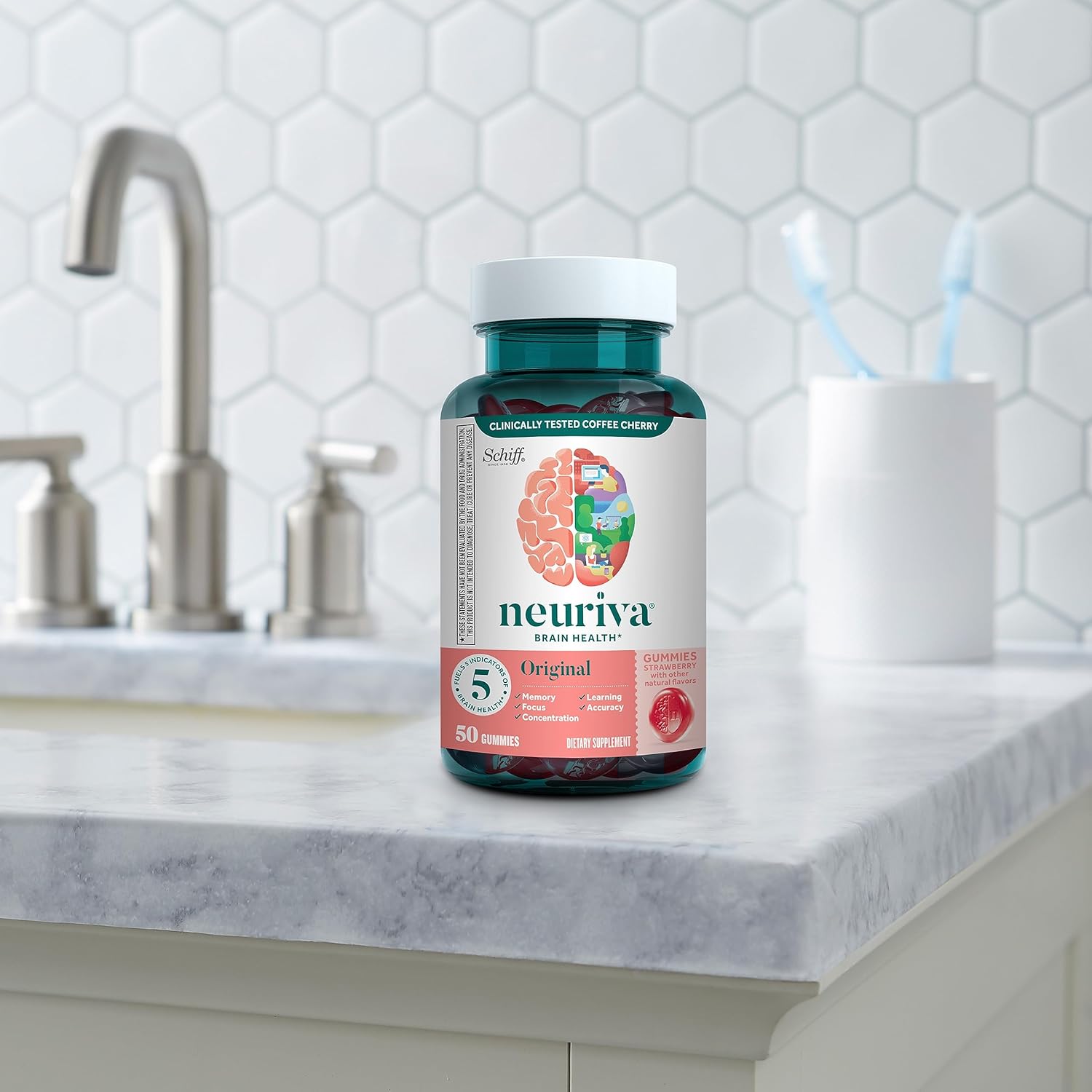 NEURIVA Original Brain Supplement 50 Gummies – Boost Memory, Focus & Concentrati