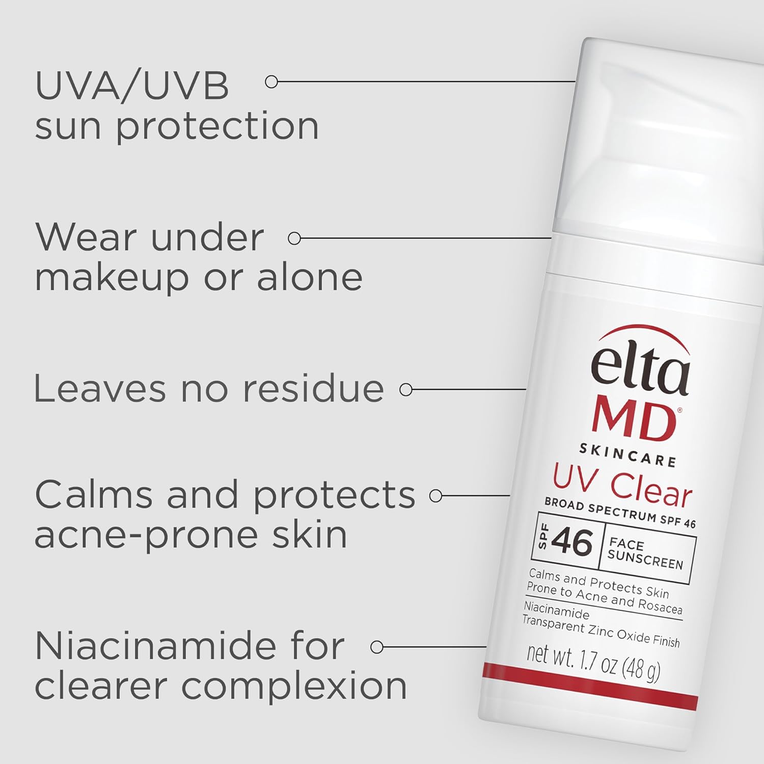 EltaMD UV Clear Face Sunscreen SPF 46 – Oil-Free, Zinc Oxide, Dermatologist Reco
