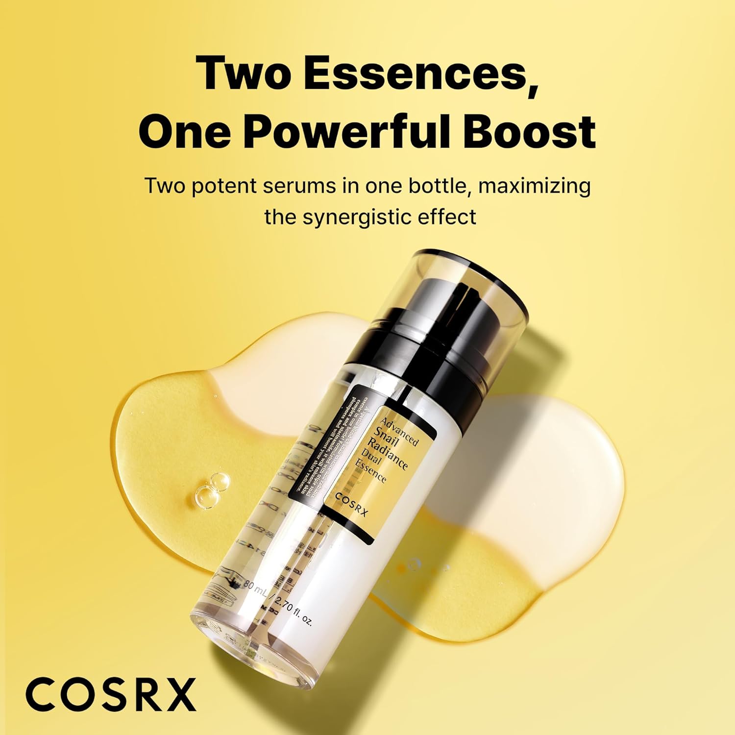 COSRX Snail Mucin 74% + Niacinamide 5% Dual Essence Serum, Anti-Aging & Brighten