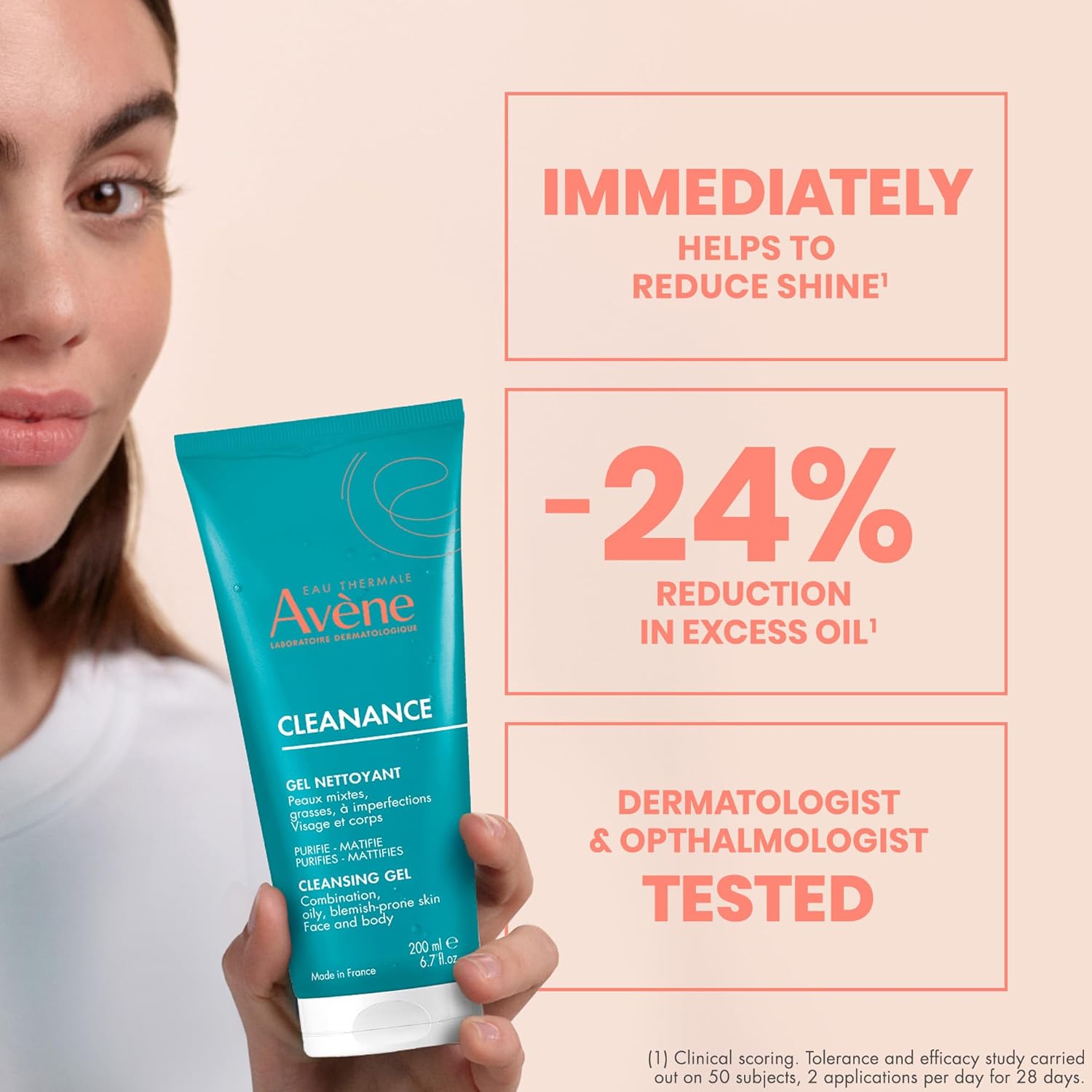 Avène Cleanance Cleansing Gel – Soap-Free Cleanser for Acne-Prone & Oily Skin, F