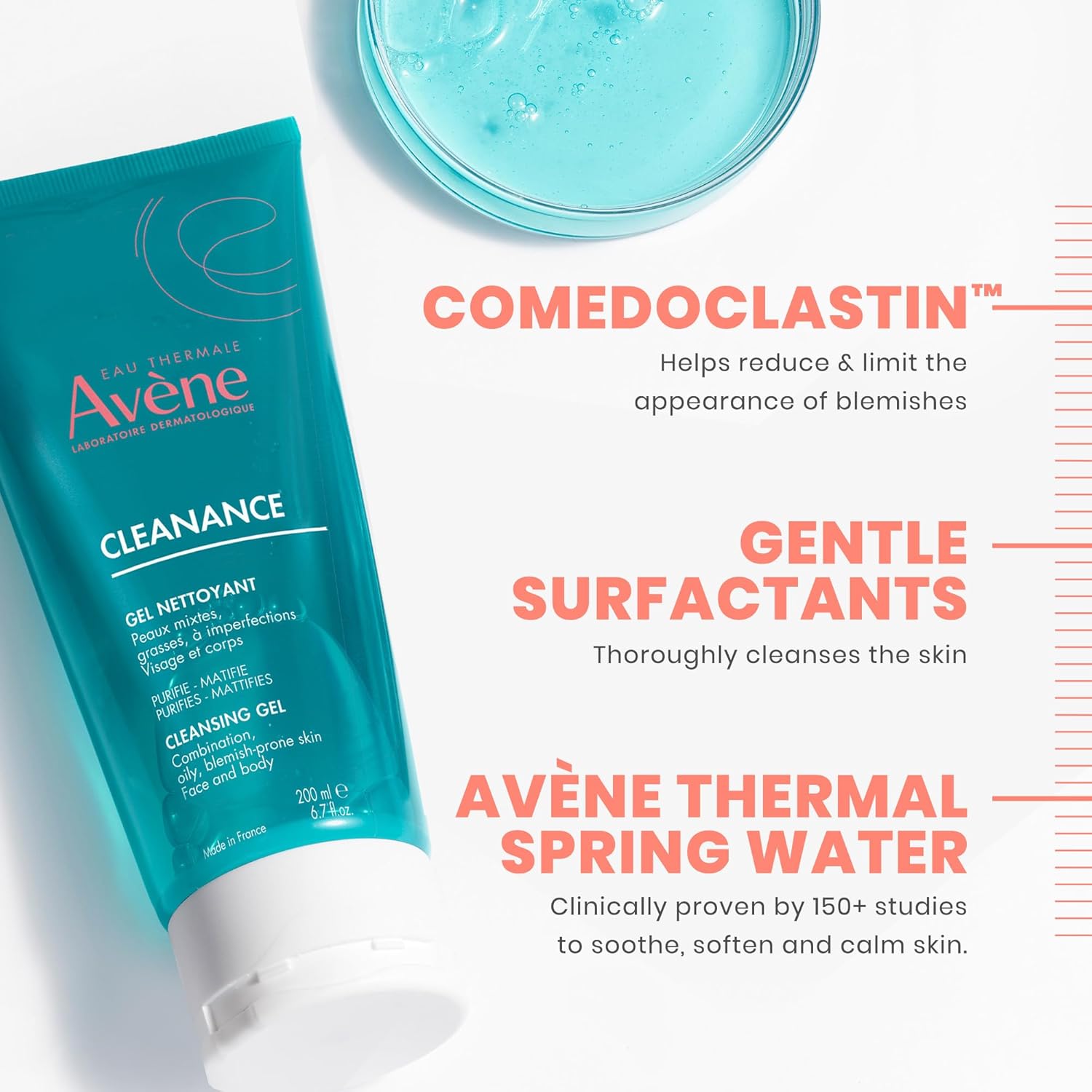 Avène Cleanance Cleansing Gel – Soap-Free Cleanser for Acne-Prone & Oily Skin, F