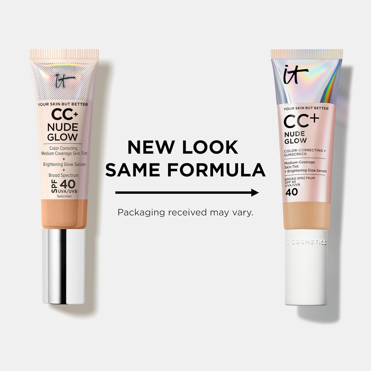 IT Cosmetics CC+ Nude Glow Foundation SPF 40 – Medium Coverage, Brightening Glow