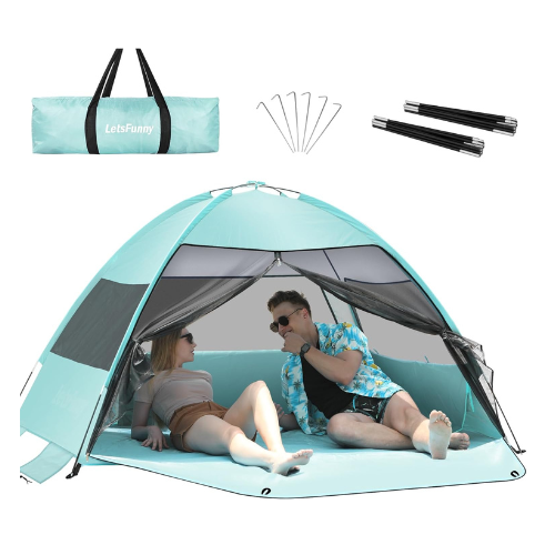 Large Easy Setup Beach Tent – Anti-UV Sun Shade Canopy with Extended Floor & 3 M