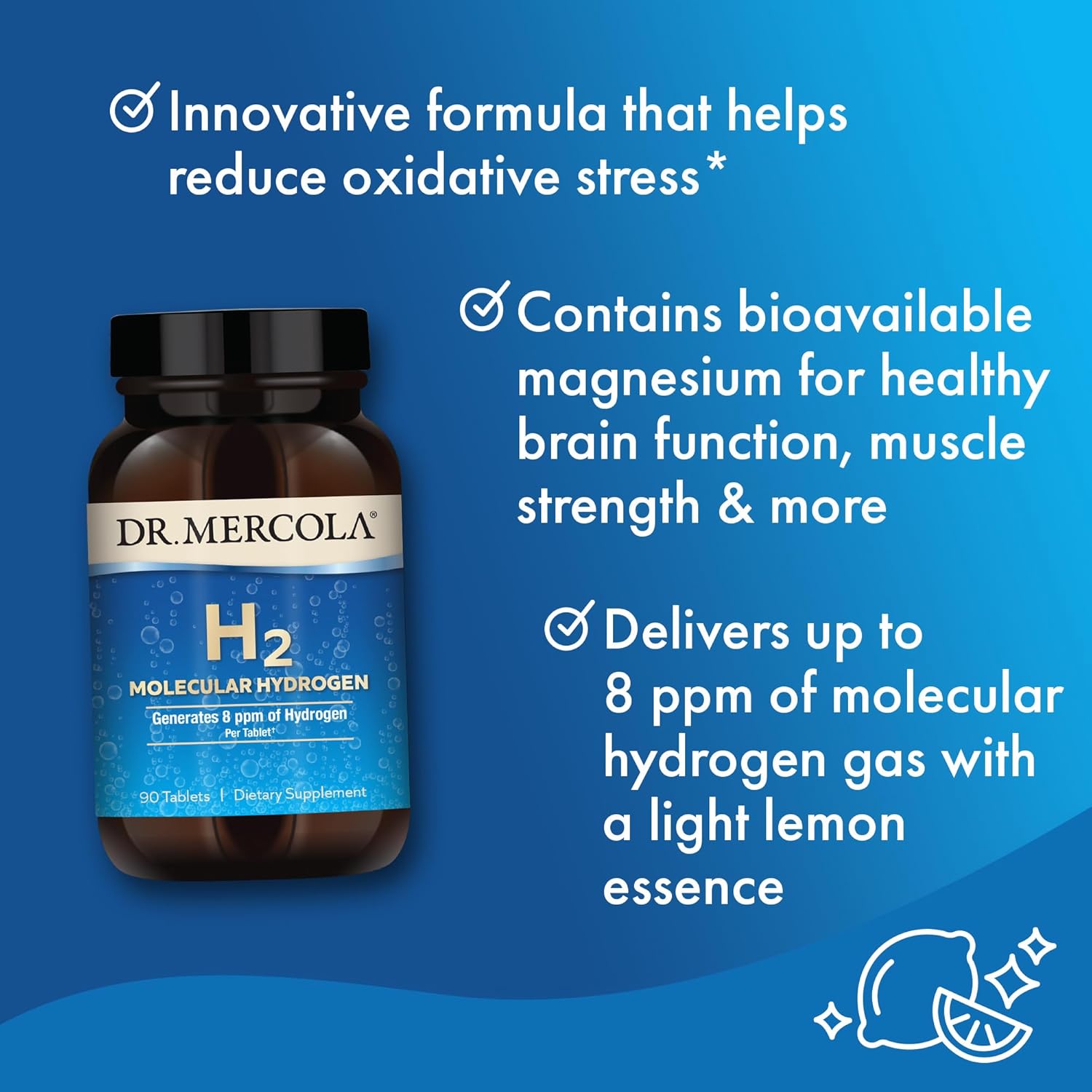 Dr. Mercola H2 Molecular Hydrogen Tablets – Supports Healthy Aging, Cellular Ene