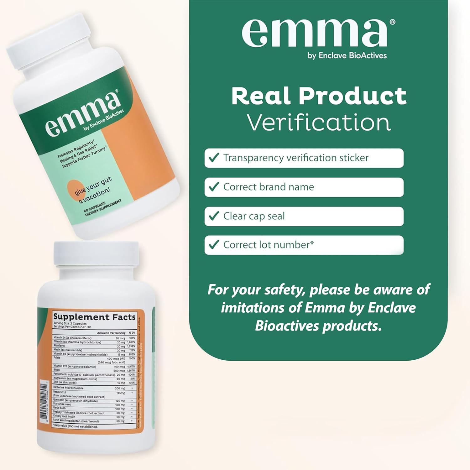 Emma Gut Health Supplement – Doctors Endorsed Formula for Gas & Bloating Relief 