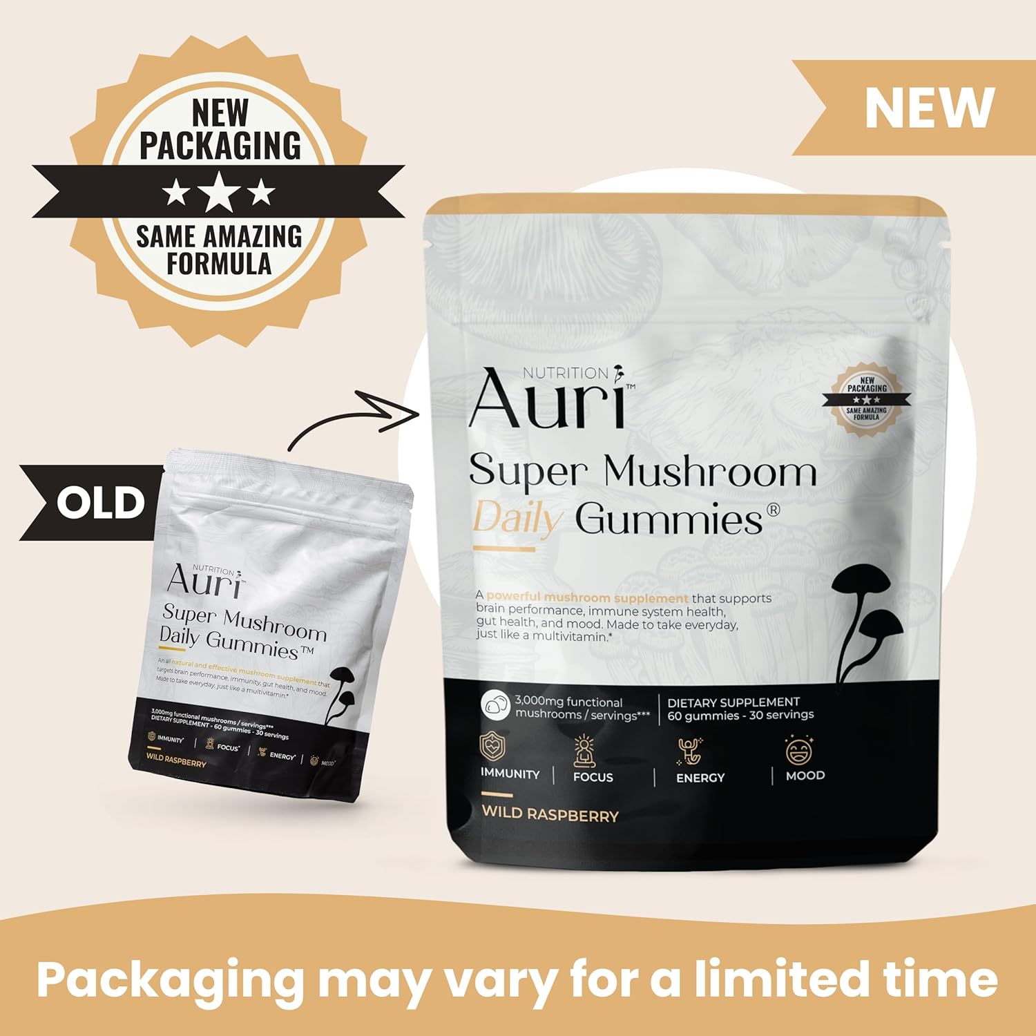 Auri Super Mushroom Daily Gummies – All-in-One Functional Gummies with 12 Mushro