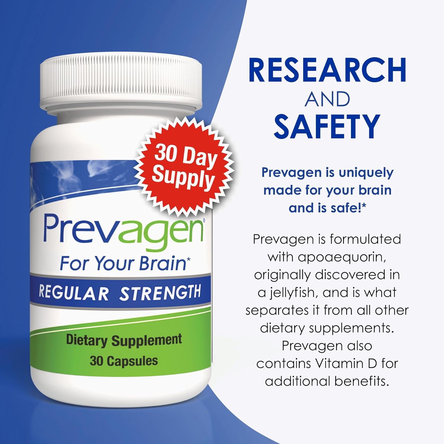 Prevagen Regular Strength – Brain Health Supplement with Apoaequorin & Vitamin D
