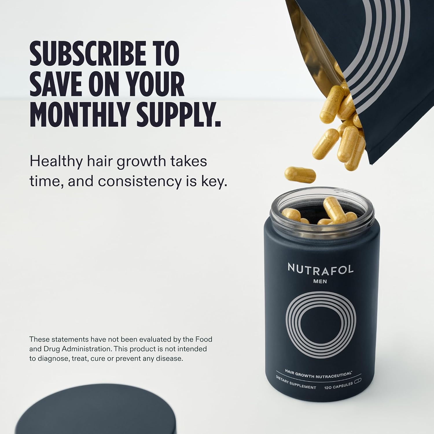 Nutrafol Men’s Hair Growth Supplements – Thicker Hair & Scalp Support 1 Month Supply 120 Capsules