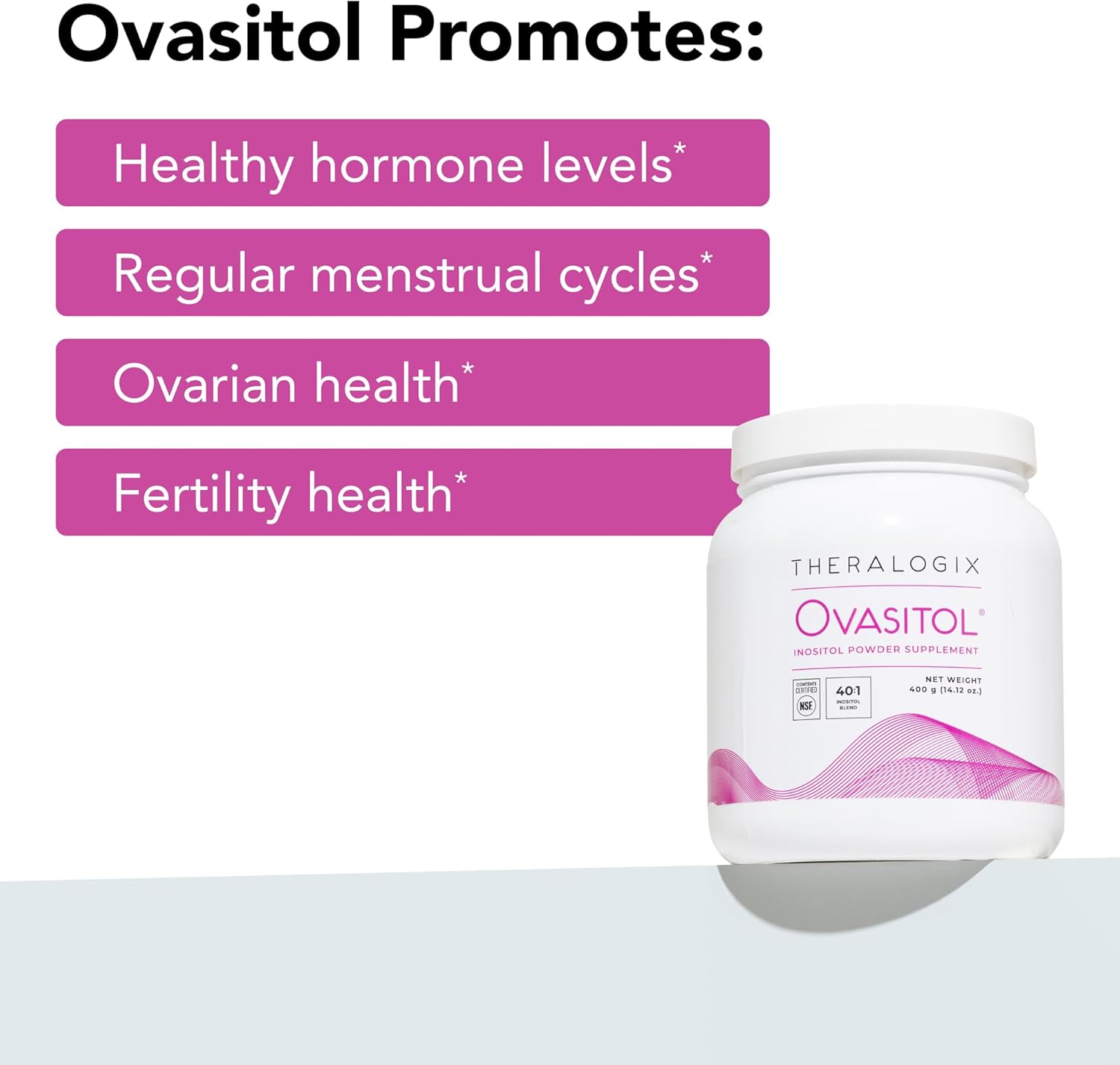 Theralogix Ovasitol Inositol Powder 400 g – Myo & D-Chiro Inositol for Hormone Balance & Ovarian Support (90-Day Supply)