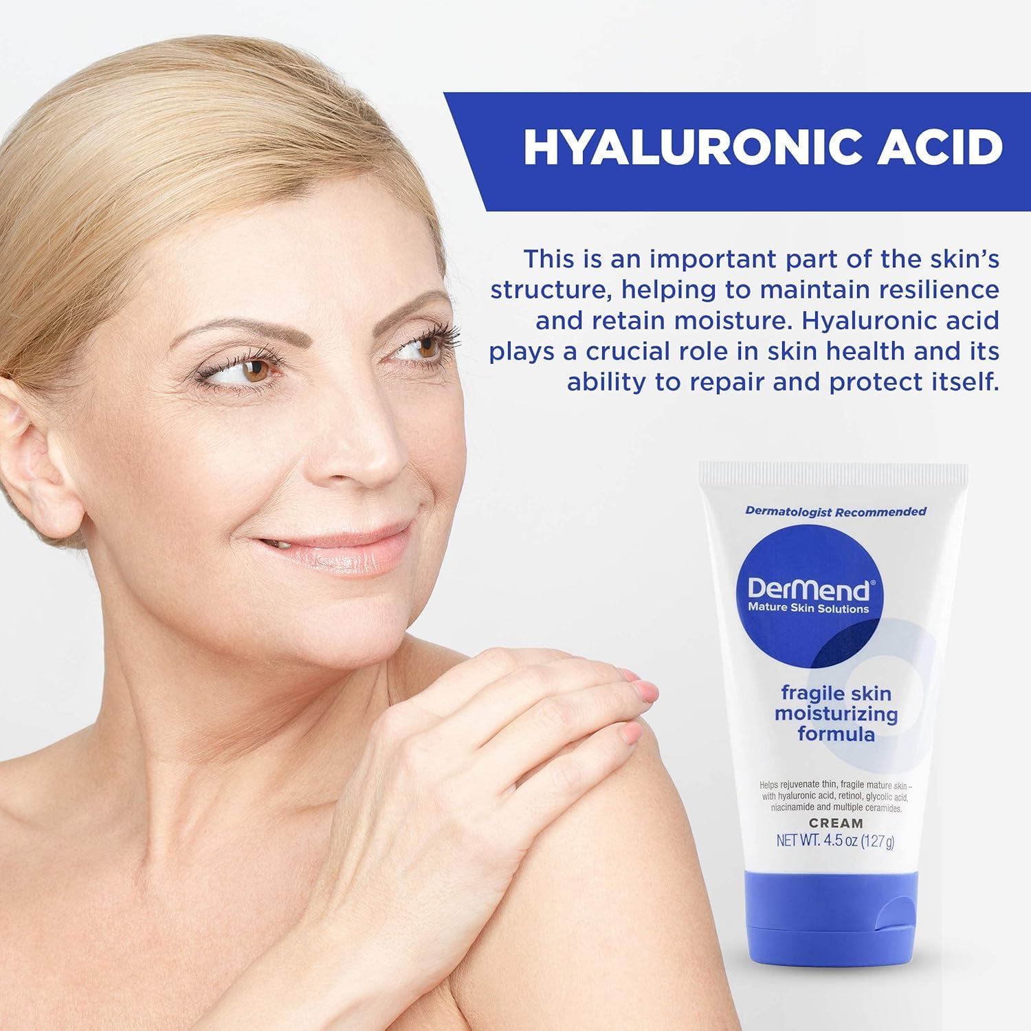 Dermend Fragile Skin Moisturizing Cream 4.5 oz – Anti-Aging Firming & Strengthening Lotion for Thin Aging Skin